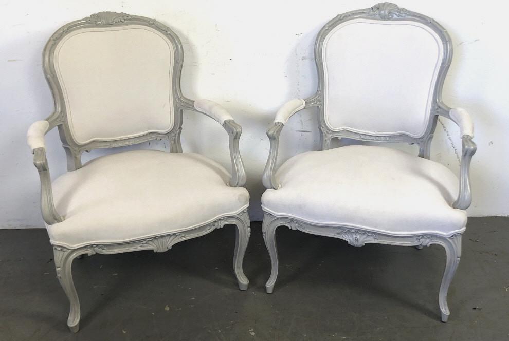 PR Louis XV Style Grey Lacquered Fauteuil Chairs 37 (1 of 3)