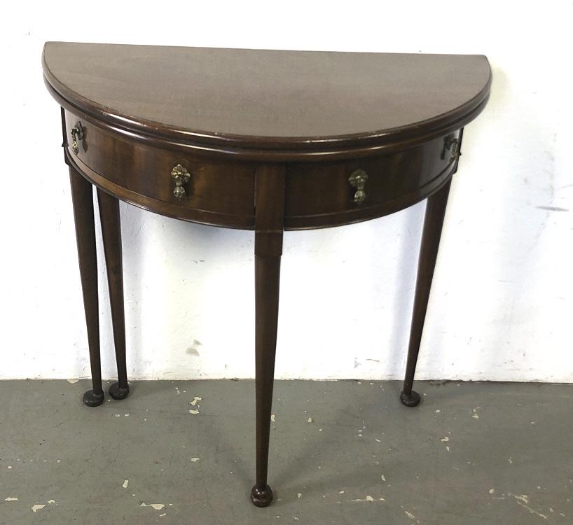 Georgian Style Mahogany Demilune Card Table 29" h x 30" (1 of 5)