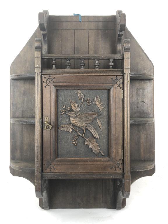 Carved Walnut Hanging Shelf 27 3/4" h x 21" w x 9 1/2" (1 of 4)