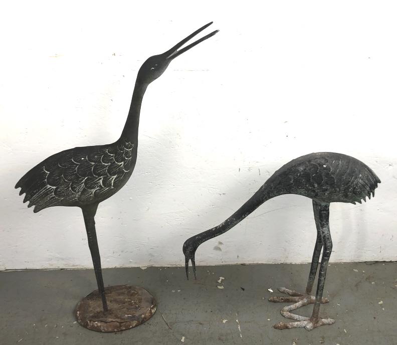 Two cast metal garden cranes Tallest is 35"  Condition, (1 of 6)