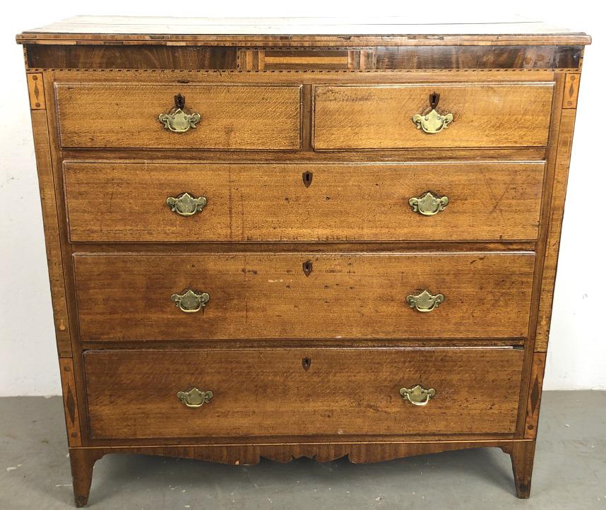 Georgian Provincial Oak 5 Drawer Chest 48"h x 48 1/2"w (1 of 9)