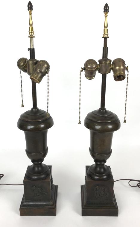 A Pair of Neoclassical Style Bronze Tone Lamps 25 1/2" (1 of 4)