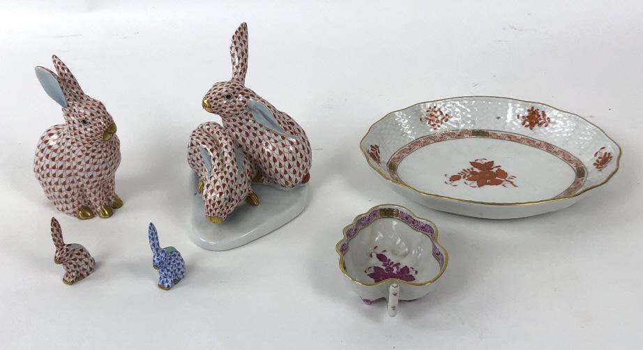 A Group of 4 Herend Porcelain Rabbits With a Herend (1 of 8)