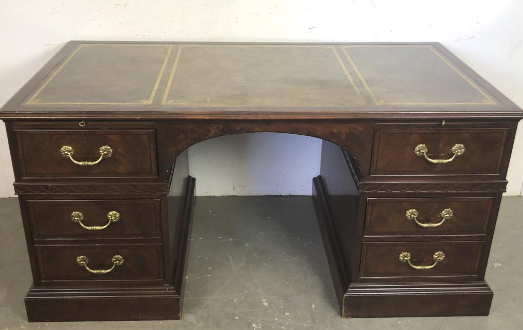 Baker Mahogany and Leather Top Desk With tooled leather (1 of 7)