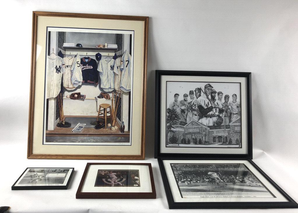 A Group of 5 Framed Baseball Memorabilia Including, Don (1 of 13)