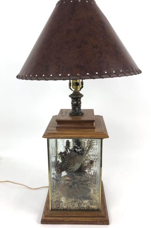 Bird Diorama Lamp 32" h x 17 1/2" diameter.  Condition, (1 of 4)