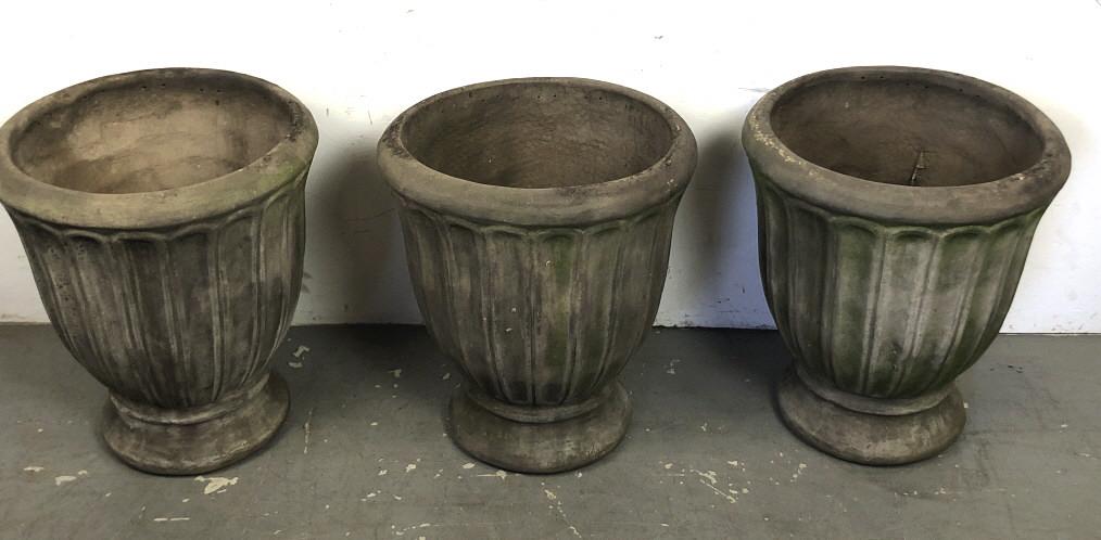 A Group of 3 Ceramic Garden Pots 18 1/2" h x 16 1/2" (1 of 6)