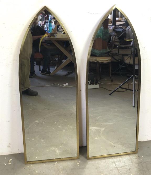 Pair Mid Century Modern Style Brass Arch Mirrors 44 (1 of 5)