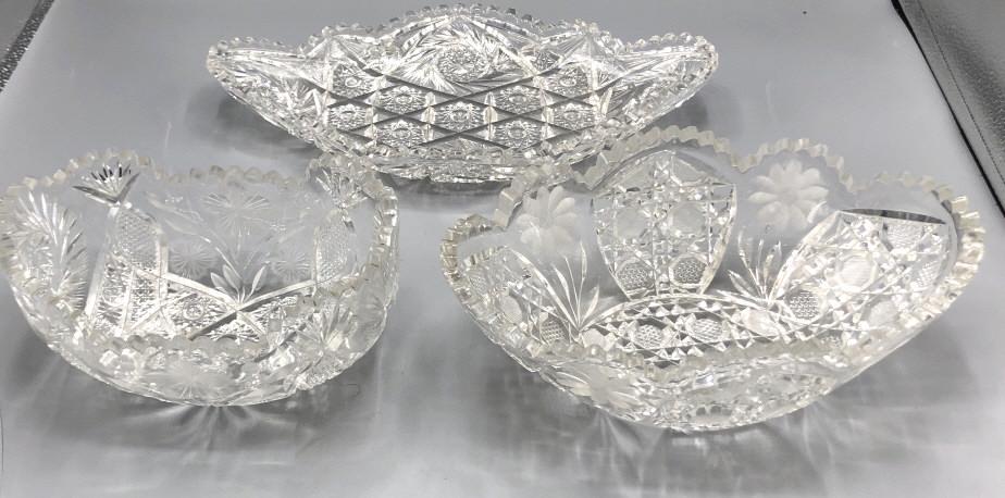 2 Cut Crystal Bowls and 1 Serving Dish Serving dish is (1 of 7)