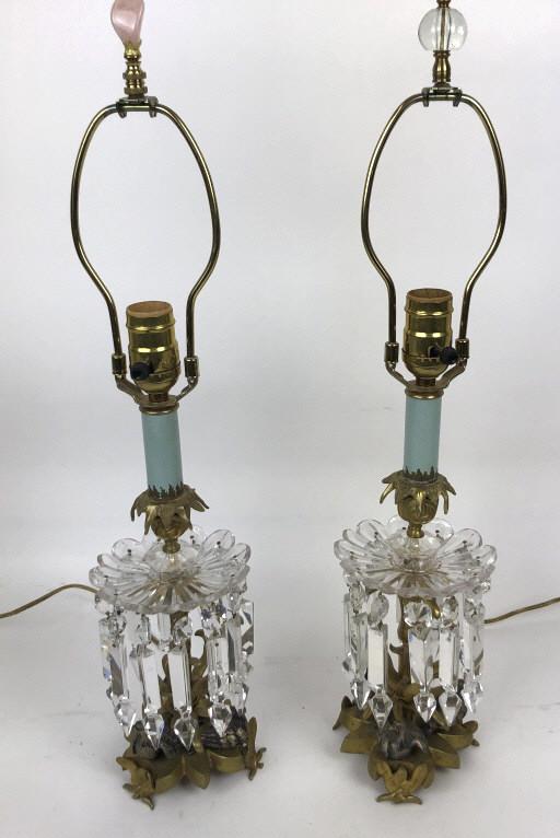Pair of Bronze and Crystal Lamps Each with 3 nesting (1 of 5)
