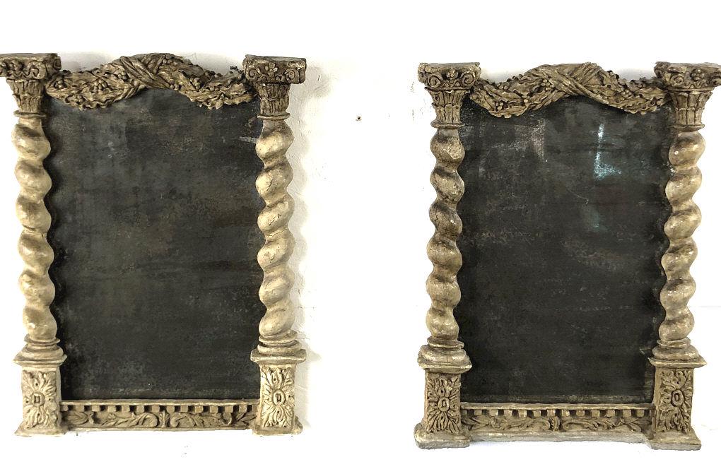 PR of Italian Style Wood & Plaster Framed Mirrors 19"h (1 of 6)