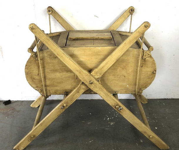 Antique Painted Wood Swinging Butter Churn Cradle Form.
