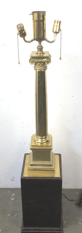 Neoclassical Style Brass and Wood Floor Lamp 40 1/2" h (1 of 4)