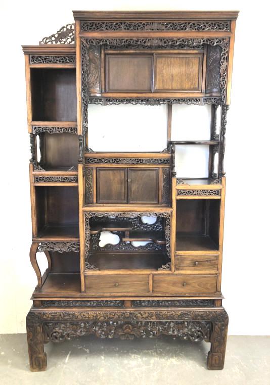 Japanese carved wood display case 88 1/2" H  x 51 1/2" (1 of 7)