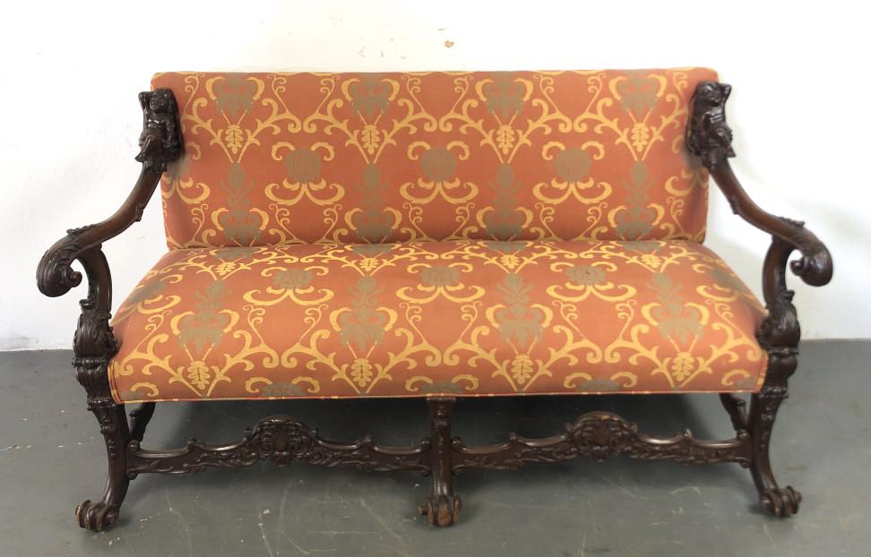 Baroque Revival Highly Carved Mahogany Bench 35"h x (1 of 8)