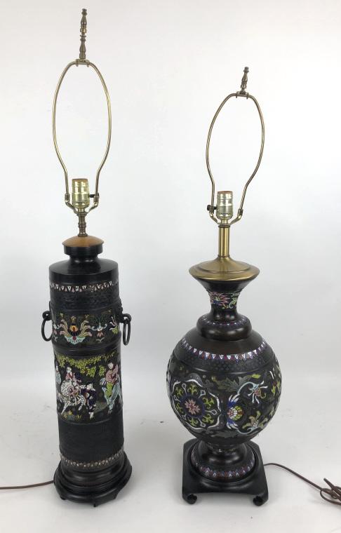 2 Champleve Lamps The tallest is 27 1/2" from base to (1 of 6)