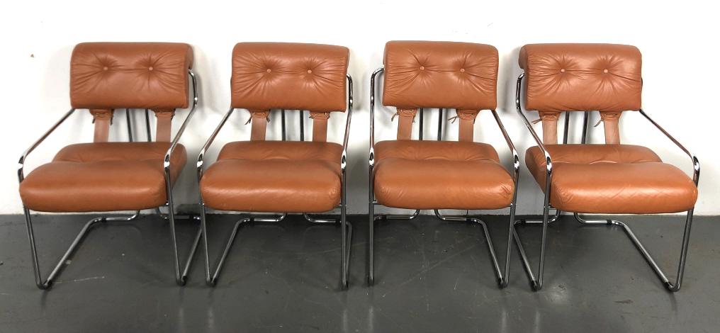 4 Pace Leather and Chrome Armchairs 32 1/2"h x 20 3/4"w (1 of 5)