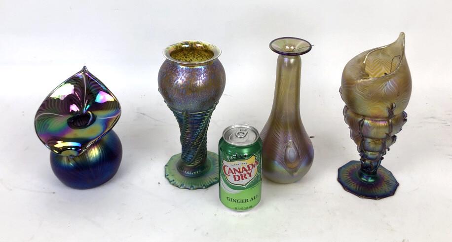 A Group of 4  Igor Muller Art Glass Vases Tallest is 10 (1 of 10)