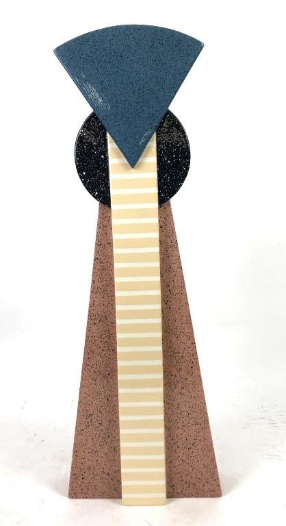 A Memphis Style Porcelain Vase 25"h x 8 1/2"w x 4 1/4"d: 25"h x 8 1/2"w x 4 1/4"d Condition, two minor chips Signed on bottom