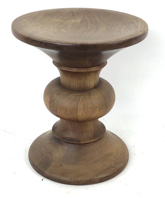 A Mid Century Modern Style Turned Wood Stool 15"h x 13" (1 of 5)