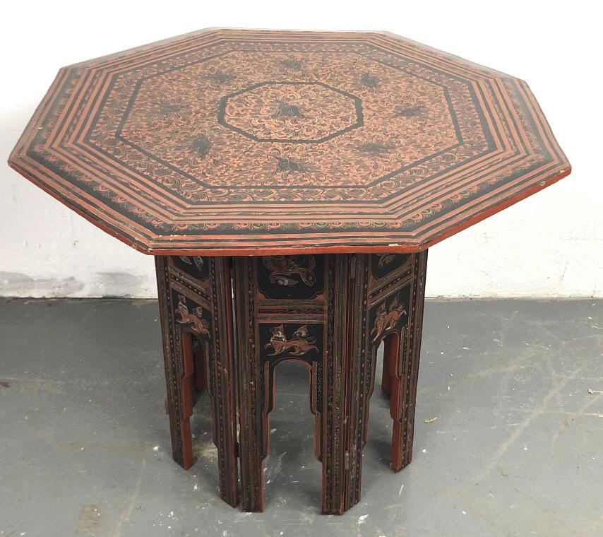 Persian style lacquered side table 19 3/4"h x 24"dia (1 of 5)