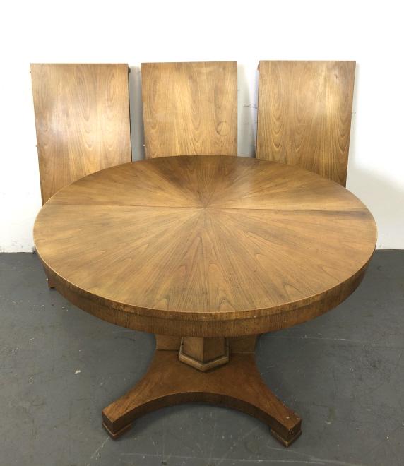 Baker Fruitwood Dining Table 29"h x 44" diameter. with (1 of 6)