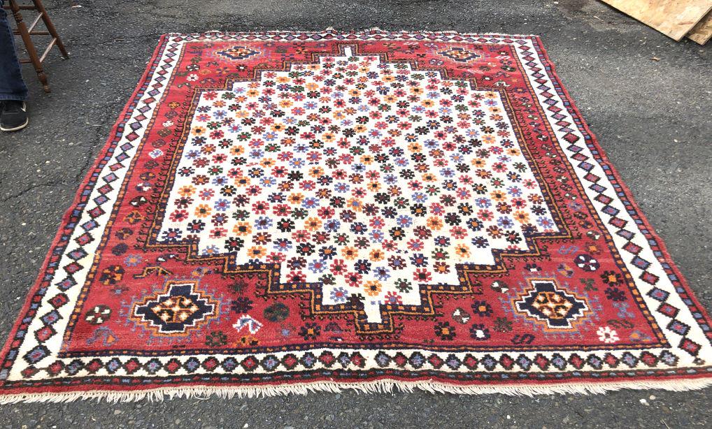 Floral Design Hand-Woven Carpet 7' 6" x 6' 8" (1 of 5)