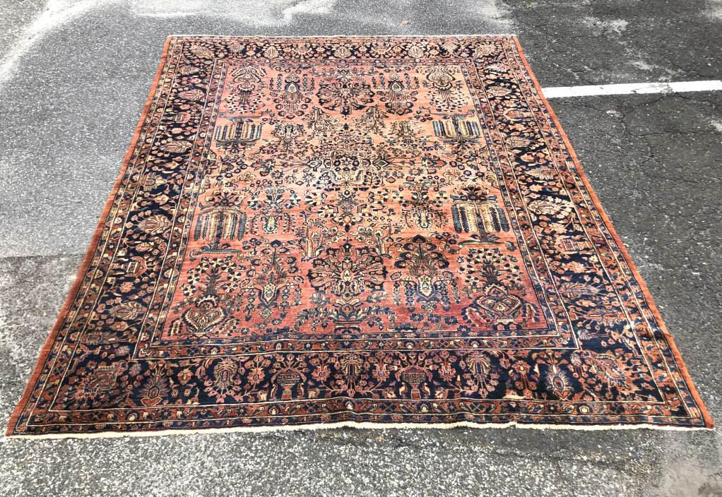 Sarouk Carpet 11' 3" x  8' 9" Condition, old repairs , (1 of 10)
