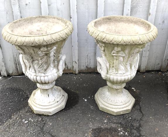 Pair of Neoclassical Style Portland Cement Urns (1 of 5)