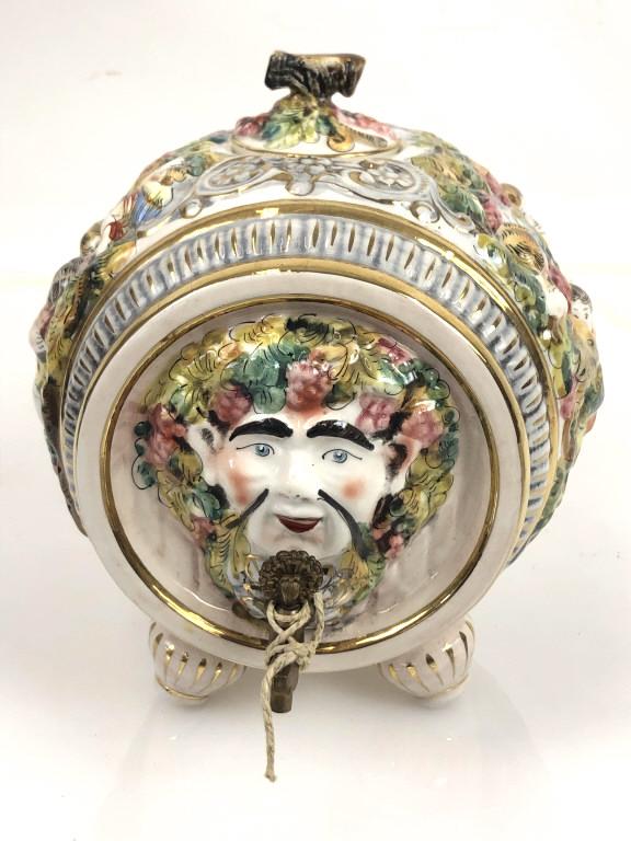 Capodamonte porcelain Cherub decorated barrel 10"h x 8 (1 of 6)