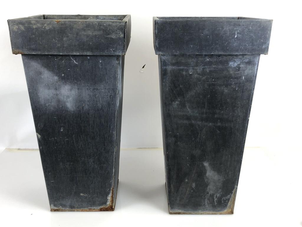 A Pair of Metal Planters 27 1/4"h x 14"w x 13 3/4"d (1 of 7)