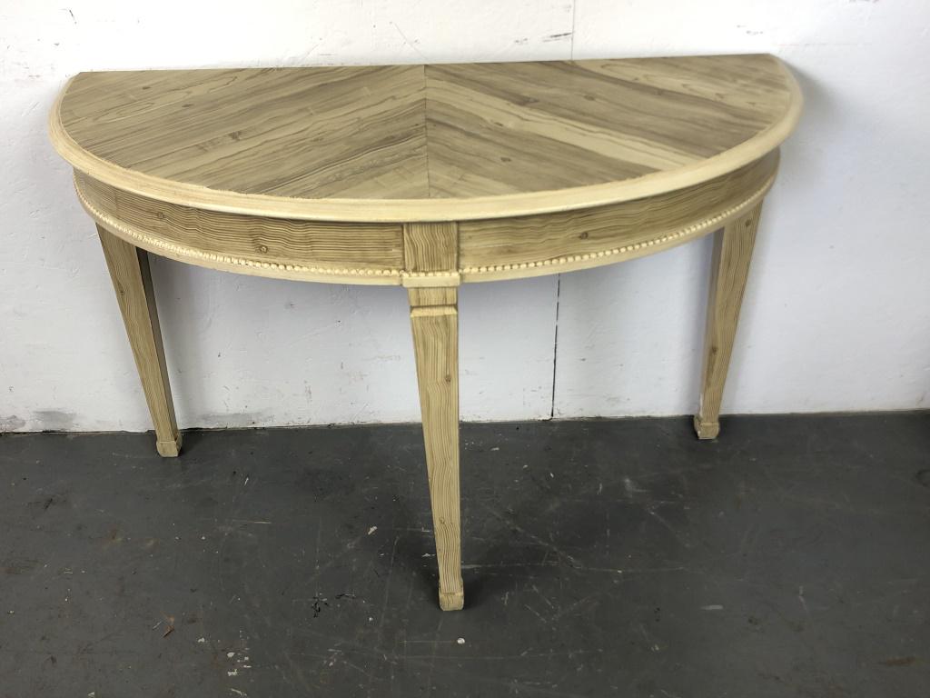 A Swedish Style Painted Faux Wood Grain Console 29: 29 1/2"h x 25 1/4"w x 20"d Condition, some paint loss to back leg
