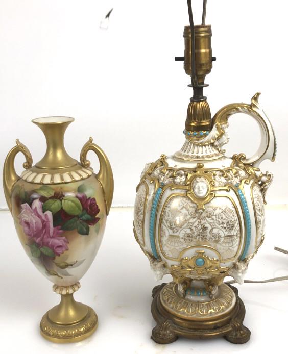 A Royal Worcester Vase and Lamp Lamp is 16" to light (1 of 9)