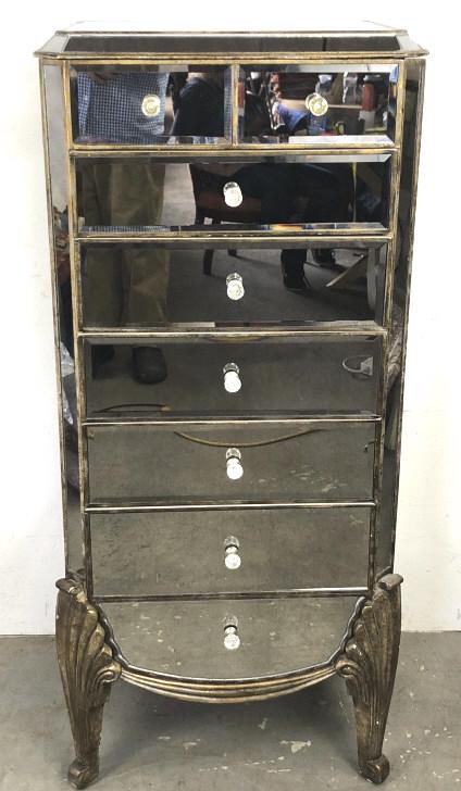 An Art Deco Style Mirrored Tall Chest With 2 side (1 of 10)