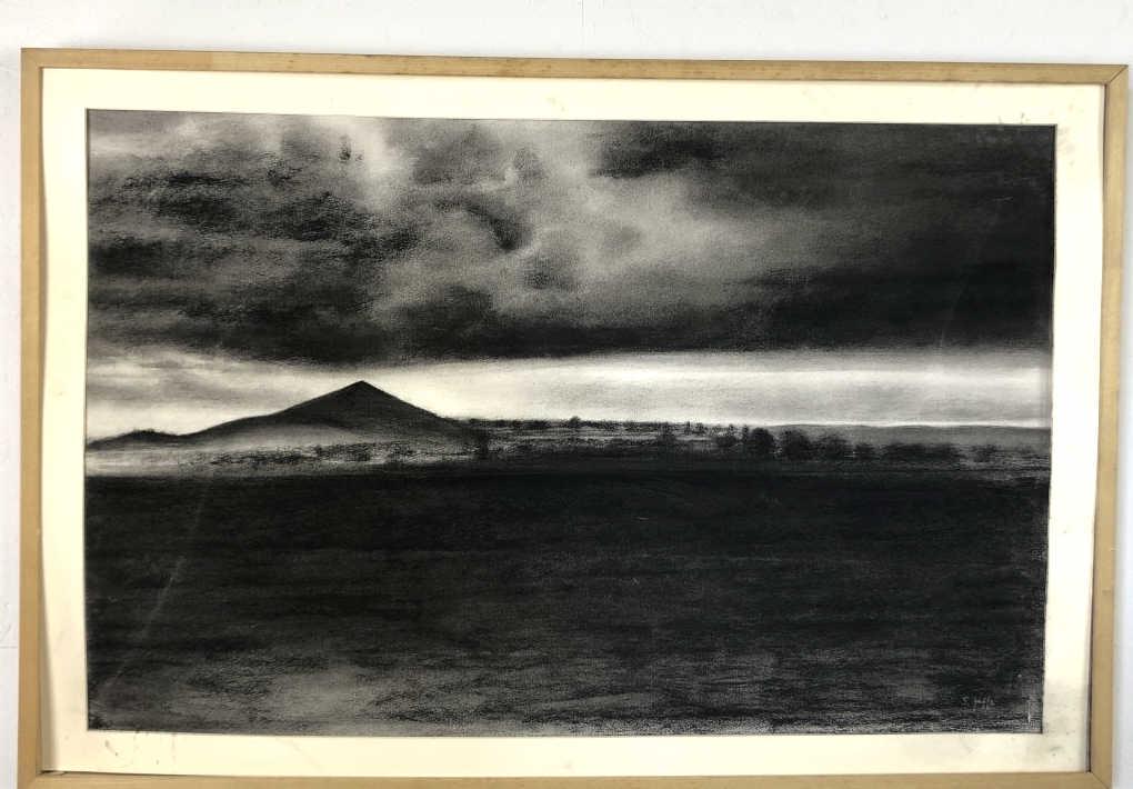 Steve Jaffe - American (1942-2009) "Distant but so: "Distant but so close" Sight is 26 1/2" x 41 1/2" Condition, some scratches, some stains to matting, missing glass