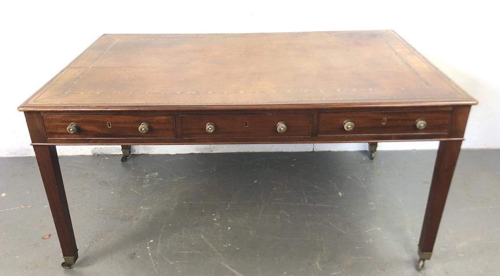 English Mahogany 6 Drawer Library Table 19th Century (1 of 6)