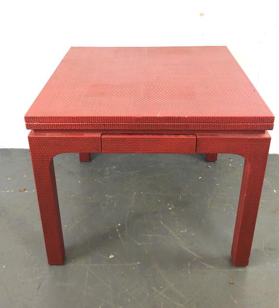 Mid Century Modern Style Lacquered Dining Table Red (1 of 7)