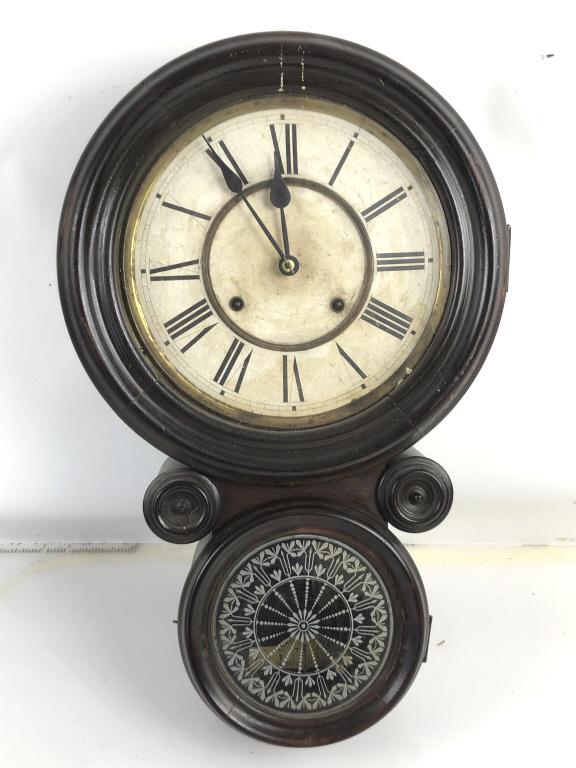 Ansonia Wall Clock 19th Century. 24"h x 14" w. (1 of 3)