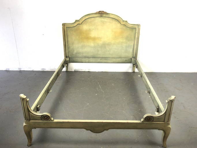 Louis The Xv Style Green Painted Bed 47 1/2"h X 56