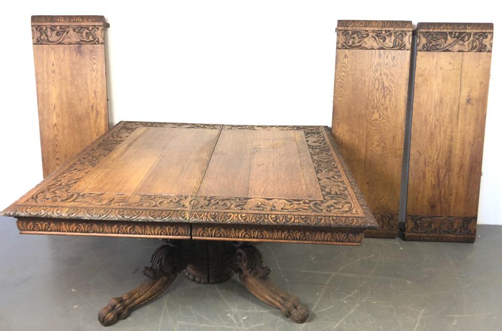 Horner Style Highly Carved Oak Dining Table 28 1/2"h x (1 of 7)