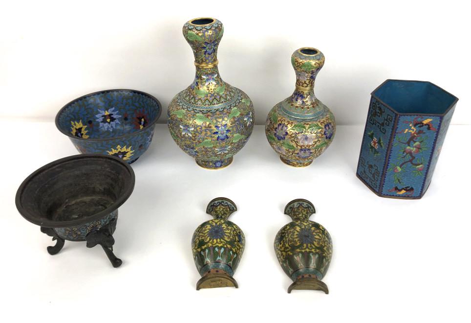 A Group of Cloissone and Champleve Table Articles (1 of 11)