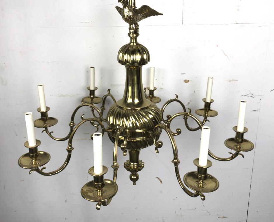 A Brass Federal Style 8 Light Chandelier 34"h x 34" (1 of 3)