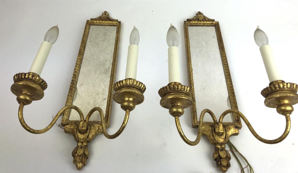 A Pair of Gilt Wood Mirror Back Sconces 31 1/2"h x 11"w (1 of 4)