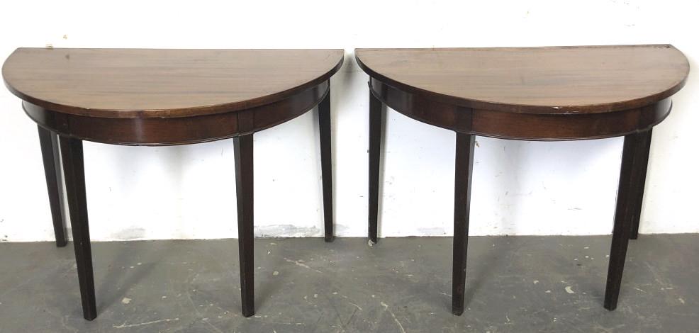 A Pair Georgian Style Demilune Consoles 19th Century. (1 of 4)