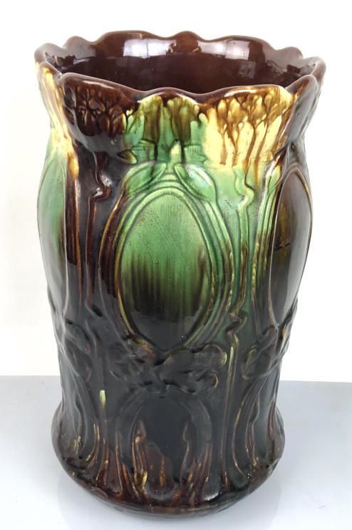 Weller Style Glazed Pottery Vase 18"h x 11"diam. (1 of 5)