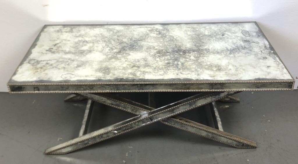 X form mirrored low table 19 1/4"h x 48"w x 24"d (1 of 7)