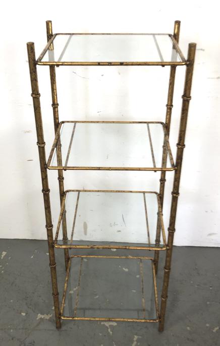Gilt Metal Etergere 43"h x 16 1/2"w x 13"d. Condition, (1 of 3)