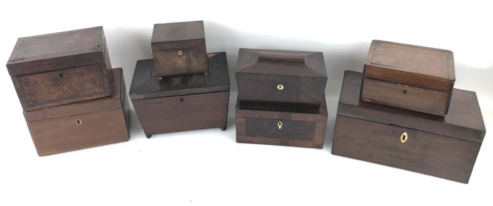 A Group of 7 Tea Caddies and other Boxes 19th Century. (1 of 15)