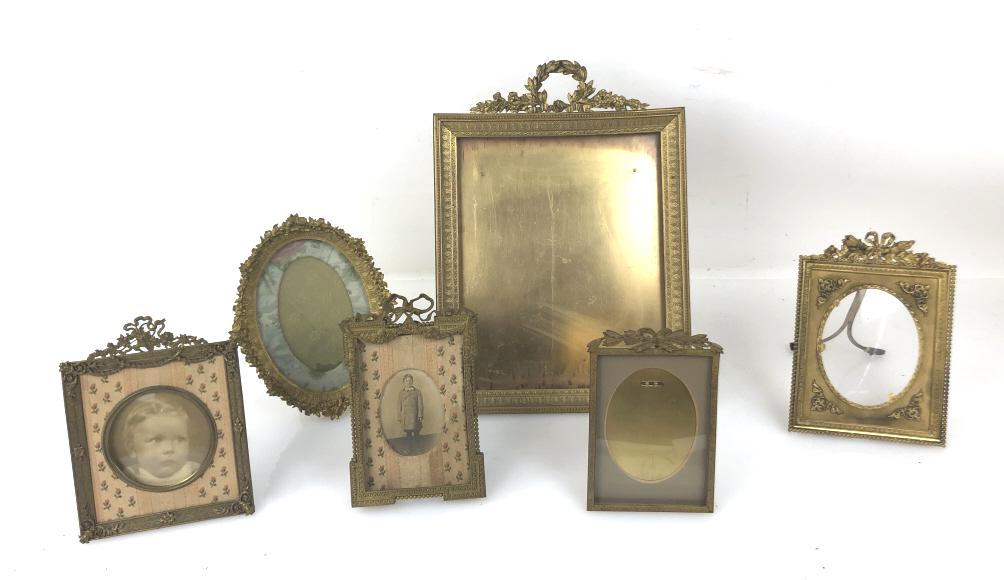 A Group of 6 Bronze and Brass Picture Frames Largest is (1 of 6)