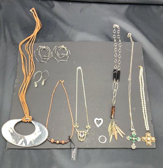 A Group of Sterling Silver Jewelry Including earrings, (1 of 5)